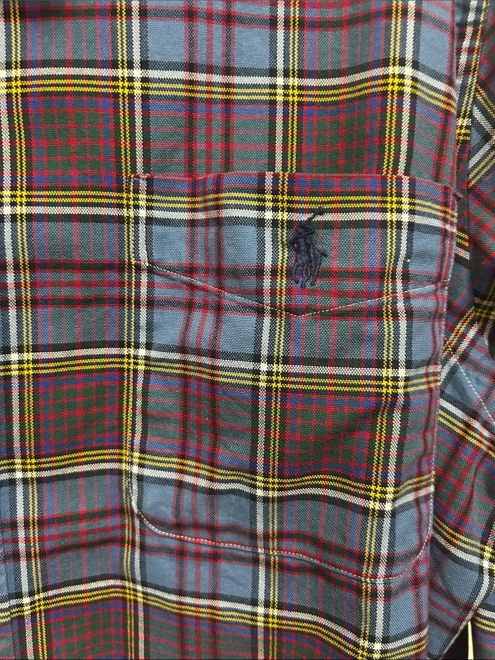 Ralph Lauren Men’s Plaid Button-Down Shirt - Blue, Burgundy & Yellow